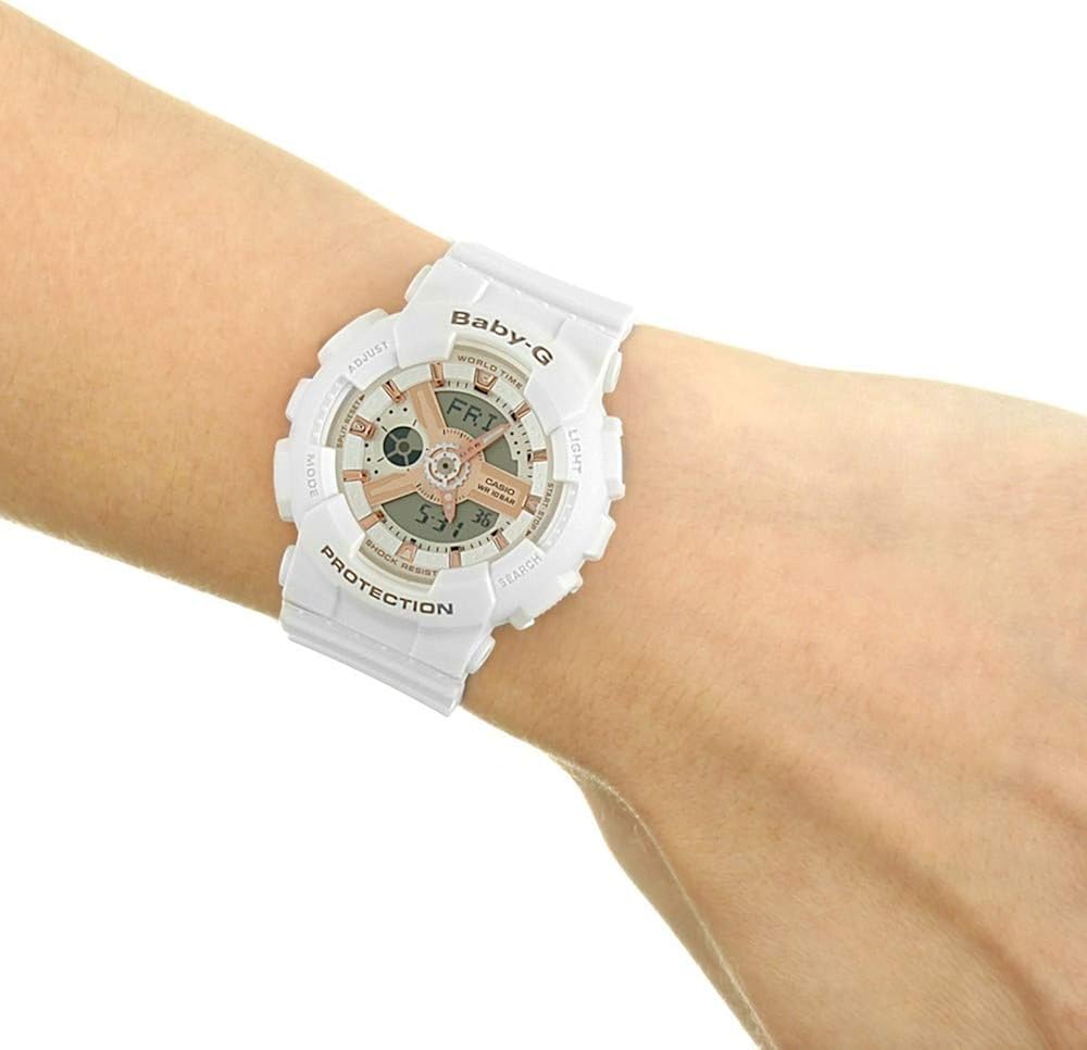 少女时代同款,10米防水防震: casio/卡西欧 女款运动腕表ba-110rg-7